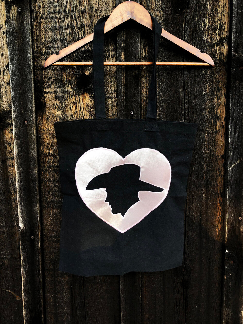 Pink Satin Cowboy Black Double Sided Tote